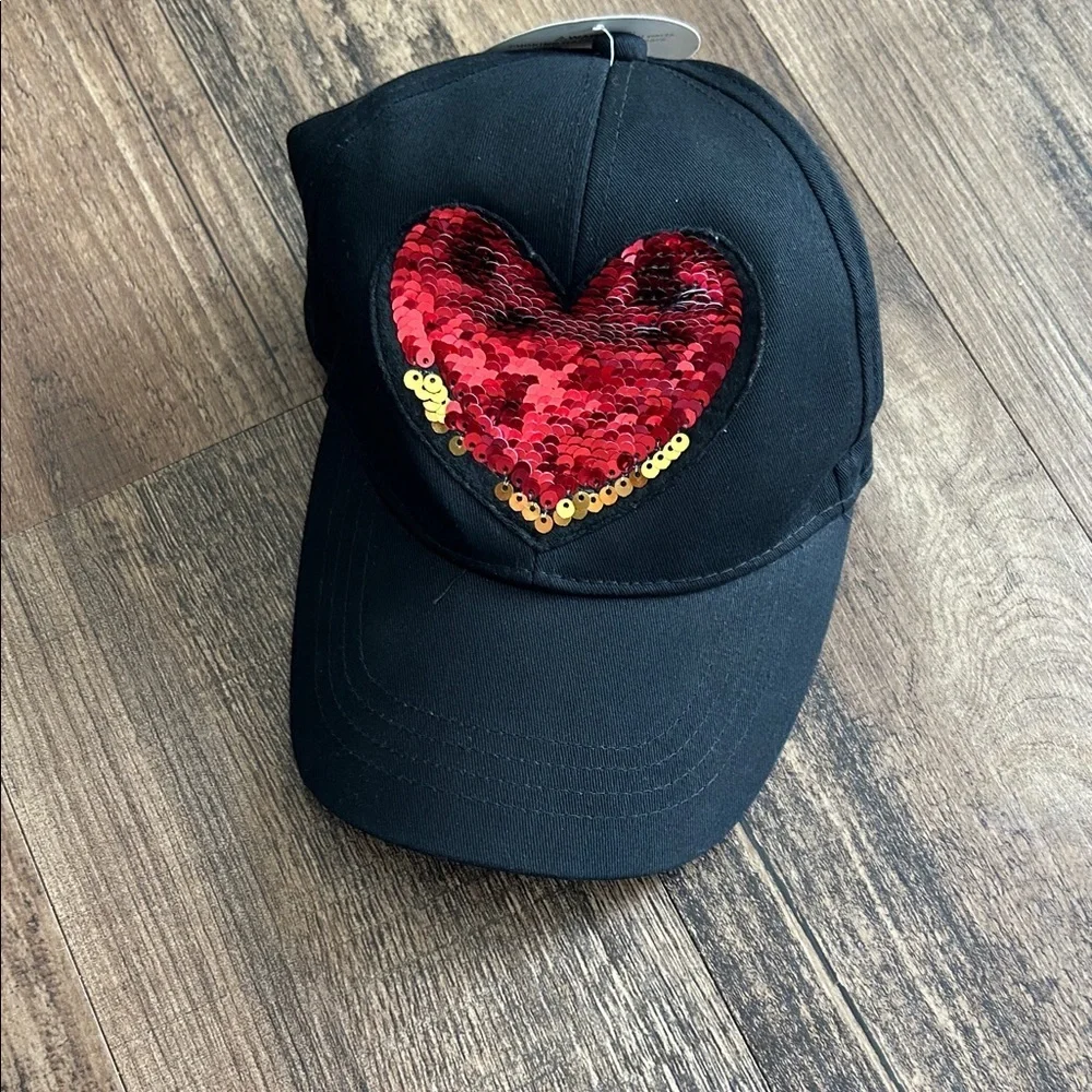 Capelli of New York kids Black Hat with Sequin Heart